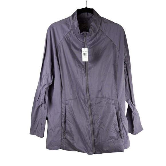 NWT 32 Degrees Cool Womens XX-Large Lavender Zip Up High Neck Mixed Media Jacket - Picture 2 of 7
